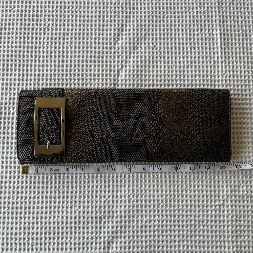 Big Buddha Brown Clutch with Gold Buckle